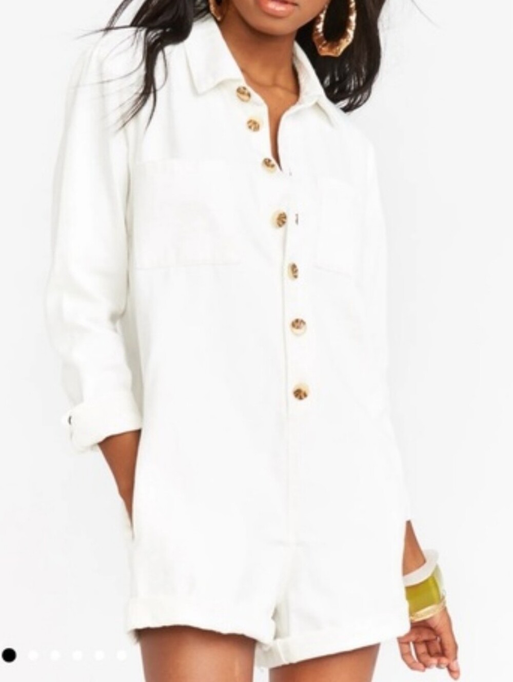 Show Me Your Mumu Tegan Jumper Whitewash Denim Button Front Size M